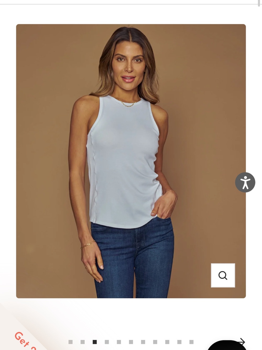 NWT - She Bird Ribbed High-Neck Tank Top - White